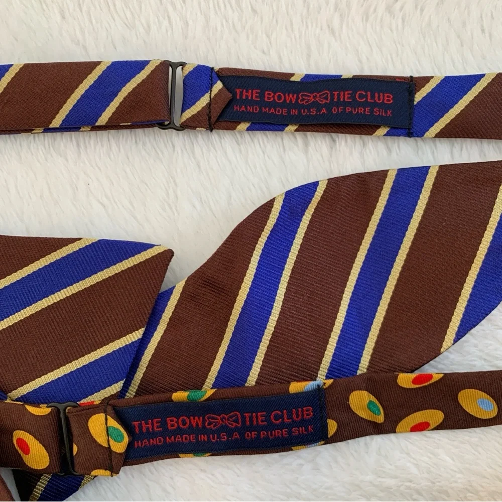 The Bow Tie Club Brown Royal Gold Stripes & Brown Gold Vintage Oval Bowties Set